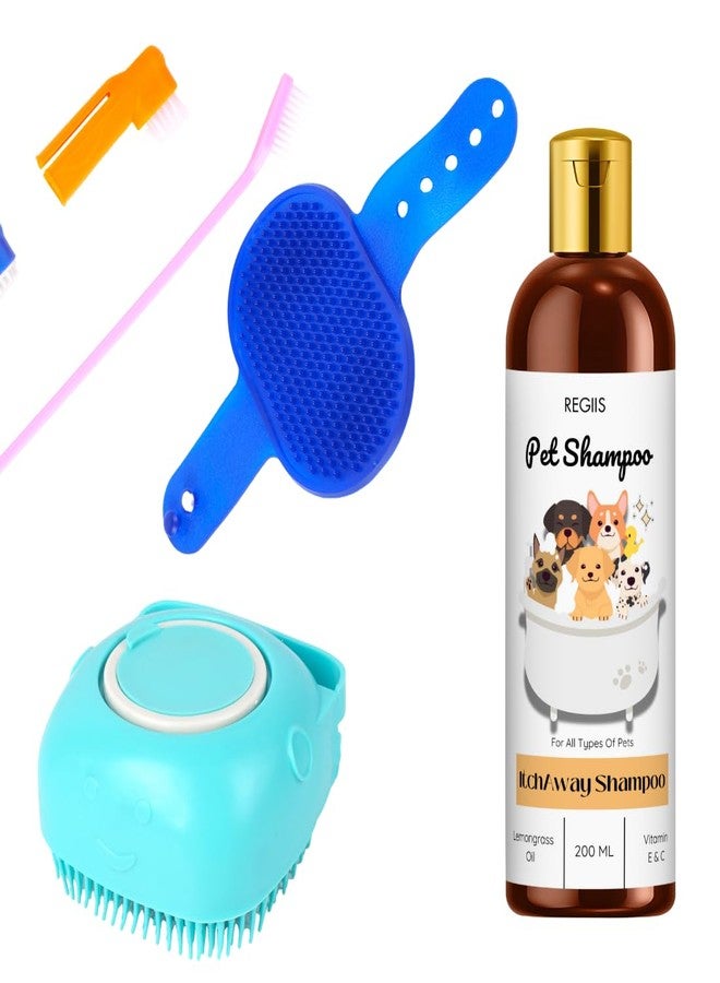 شامبو ريجيس للحيوانات الأليفة للكلاب، شامبو مضاد للحكة بزيت عشبة الليمون وفيتامين هـ و ج، 200 مل (عبوة من 4 قطع) - Image 1